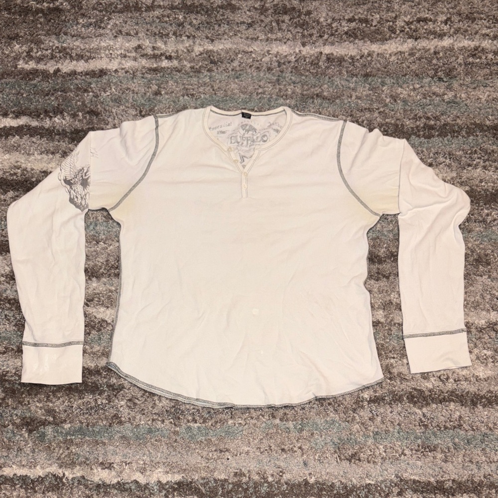 Buffalo David Bitton White Long Sleeve with Gray Trim